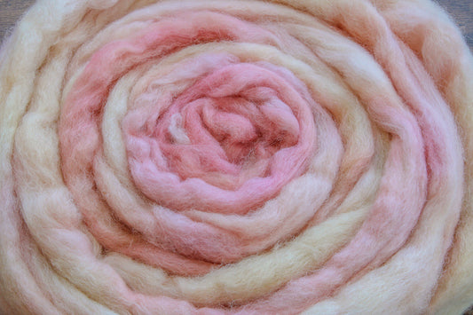 Corriedale Cross hand dyed roving, combed top - 4 oz