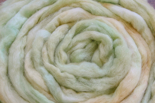 Corriedale Cross hand dyed roving, combed top - 4 oz
