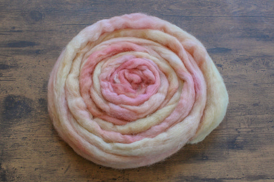 Corriedale Cross hand dyed roving, combed top - 4 oz